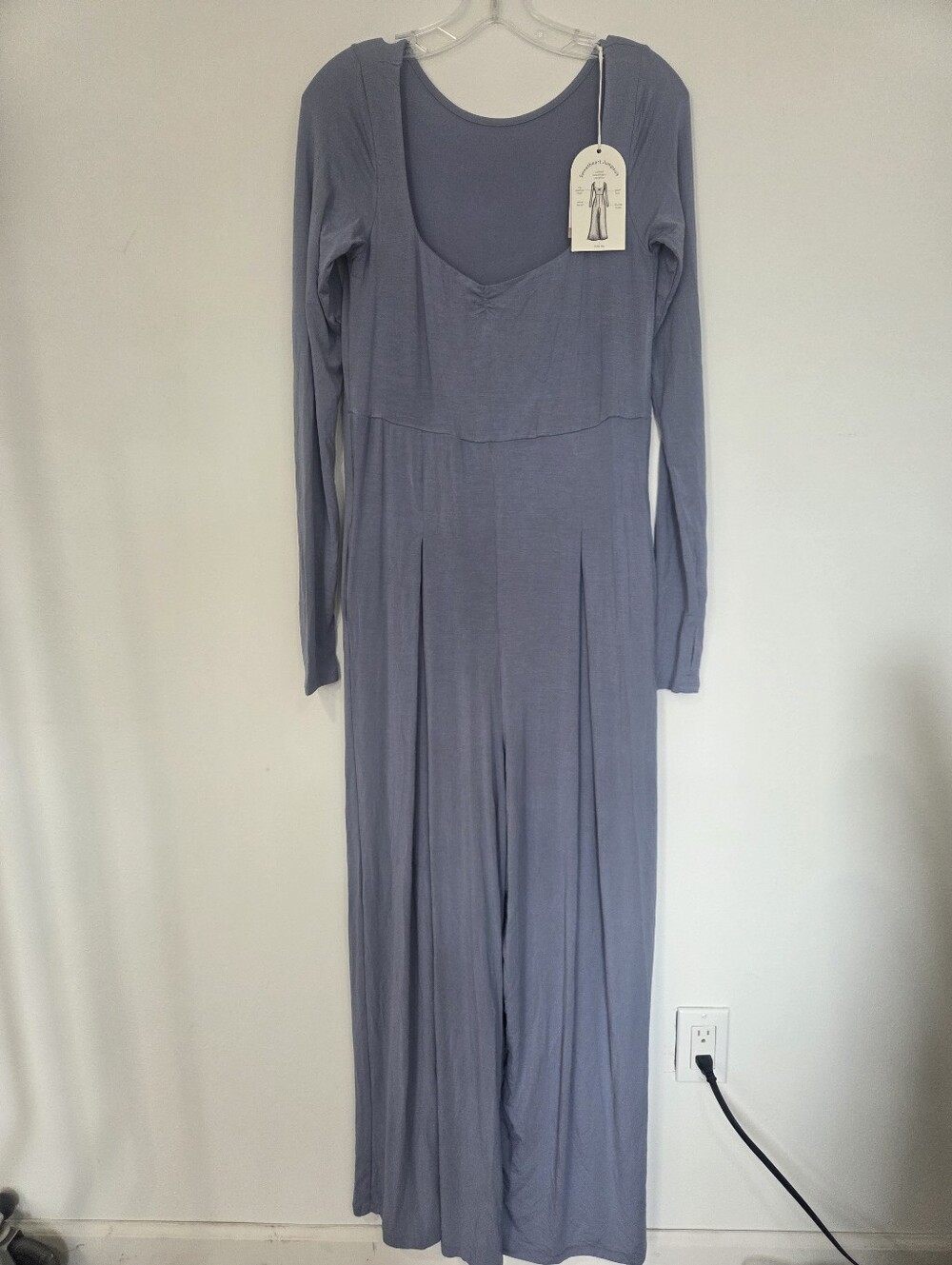 Blogilates Long Sleeve Sweatheart Jumpsuit in Dusty Blue